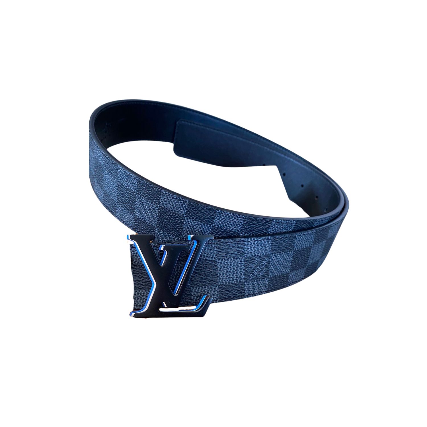 louis vuitton belt initiales damier graphite black grey